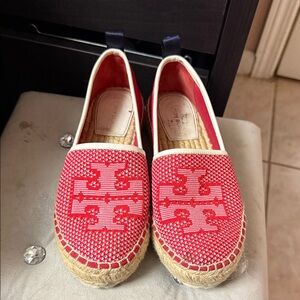 Tory Burch Red and White Espadrilles
